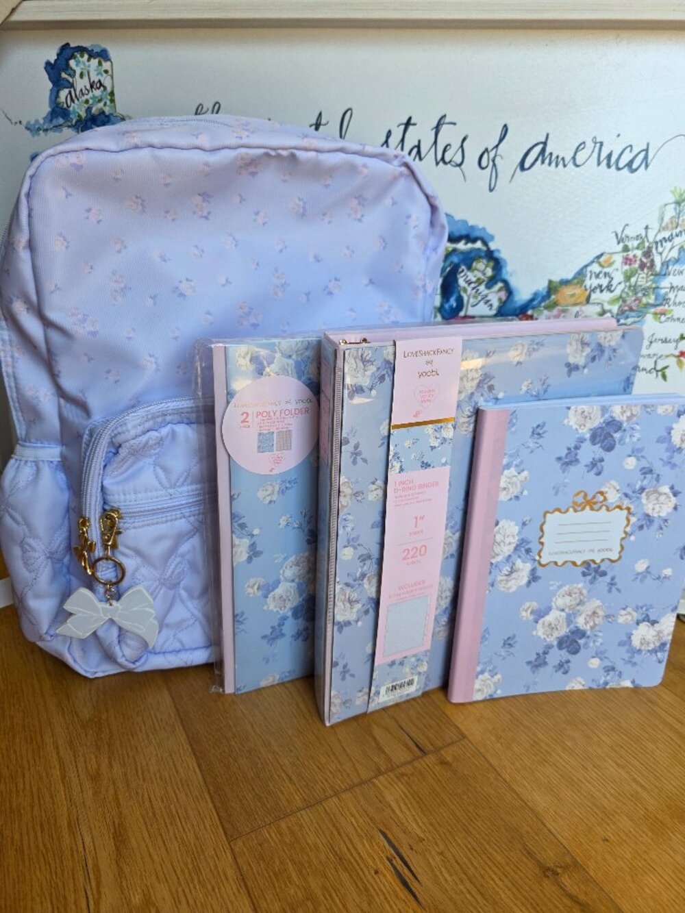 LoveShackFancy Target Yoobi Blue backpack binder folder composition book lot 4
